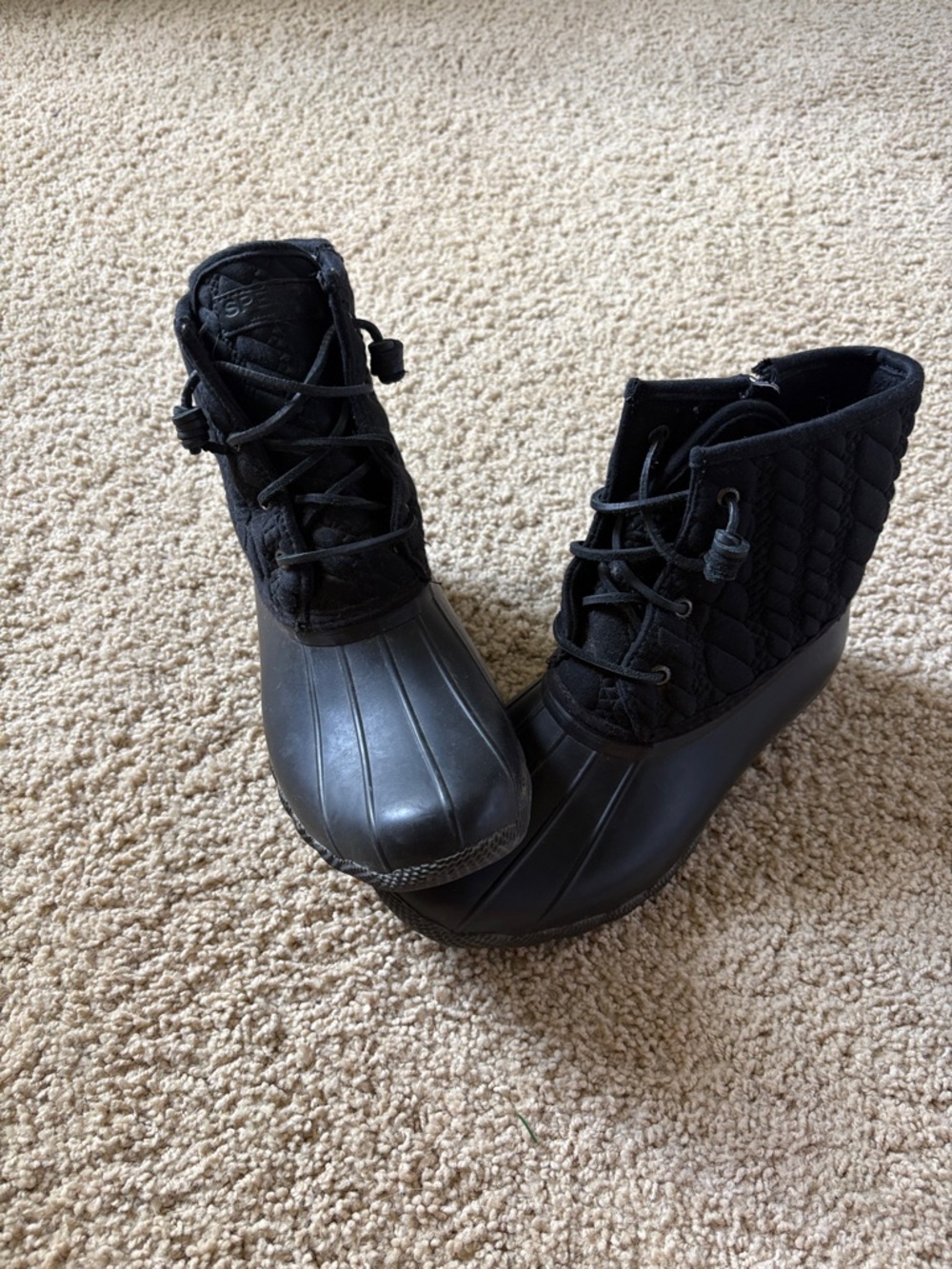 Sperry Black Quilted Rain Boots